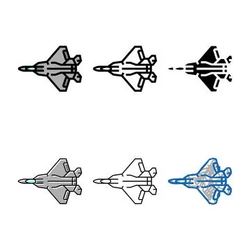 Fighter jet airplane range aircraft color icon vector Stock Illustration