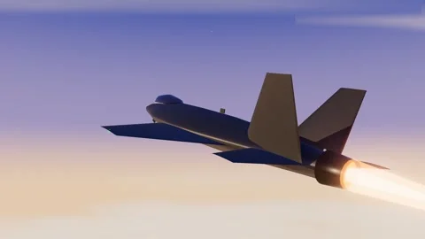 Fighter jet climbing on full afterburner through dawn clouds Stock Footage 340875636
