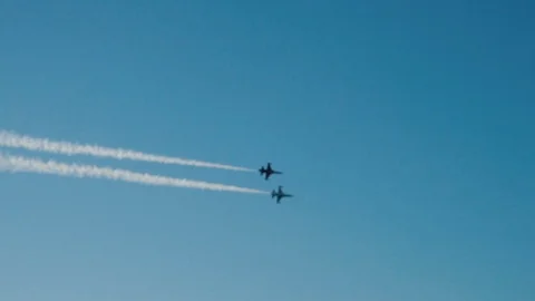 Fighter jet doing demonstrations at air show Stock Footage 122557868