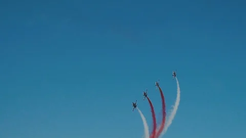 Fighter jet doing demonstrations at air show Stock Footage 122557915