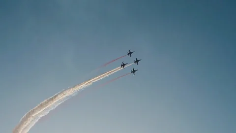 Fighter jet doing demonstrations at air show Stock Footage 122557967