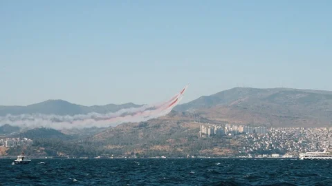 Fighter jet doing demonstrations at air show Stock Footage 122558022