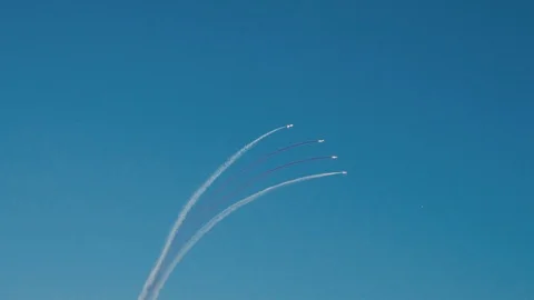 Fighter jet doing demonstrations at air show Stock Footage 122558624