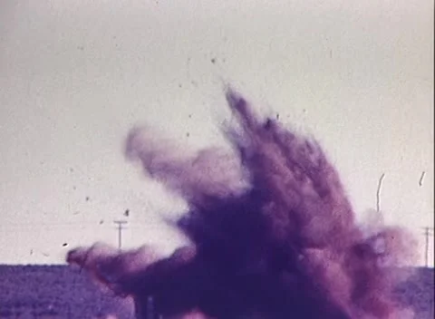 FIGHTER JET DROPS EXPLODING BOMB (1970s) 스톡 동영상 252107398