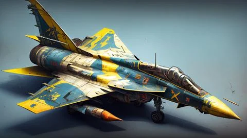 Fighter jet fighter in the sky. Retro style. Stock Illustration