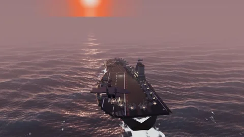 Fighter jet on final approach to the carrier aerial sunrise flight ops loop Stock Footage 343735718