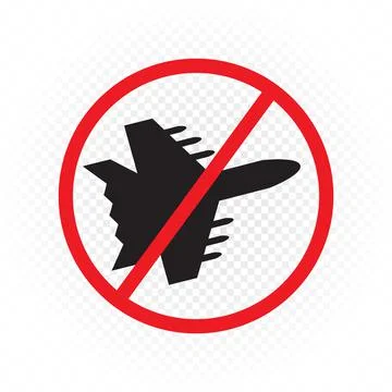 Fighter jet fly destroyer prohibited sign symbol Stock Illustration