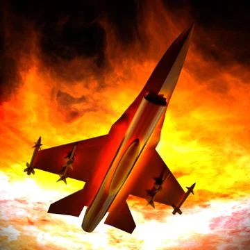 Fighter jet flying against a blue sky, 3d illustration Stock Illustration