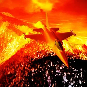 Fighter jet flying against a blue sky, 3d illustration Stock Illustration