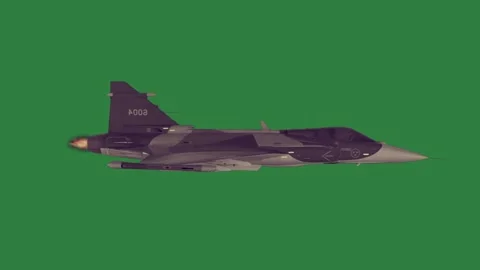 A fighter jet flying isolated on green screen background Stock Footage 336968741