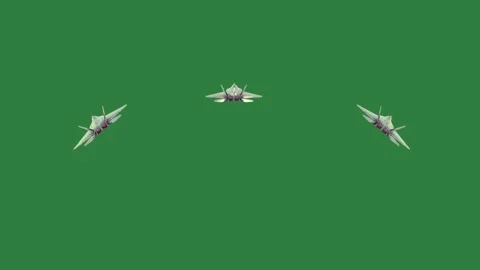 Fighter jet flying through the air on two jets are in sky three formation Stock-Footage 336890506