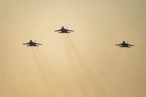 Fighter jet flyover during the Pitch Black Exercise 2024 in Darwin Stock Photos