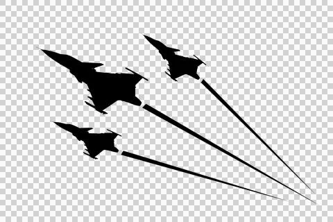 Fighter jet icon. Modern Fighter Jet Silhouette Isolated on transparent, is.. Stock Illustration