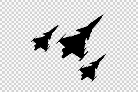 Fighter jet icon. Modern Fighter Jet Silhouette Isolated on transparent, is.. Stock Illustration