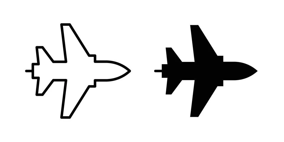 Fighter jet icon symbol. Flat and Stroke Vector illustration Stock Illustration