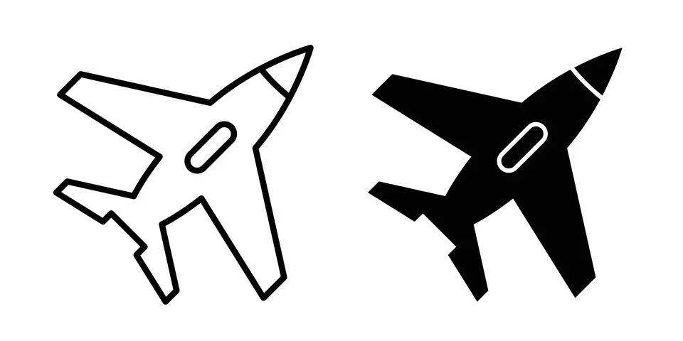 Fighter jet icon vector, symbol, logo illustrations Stock Illustration