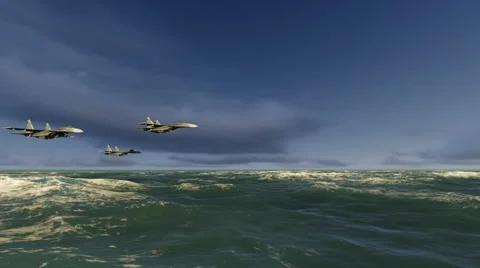 Fighter jet over the sea 스톡 동영상 52854447