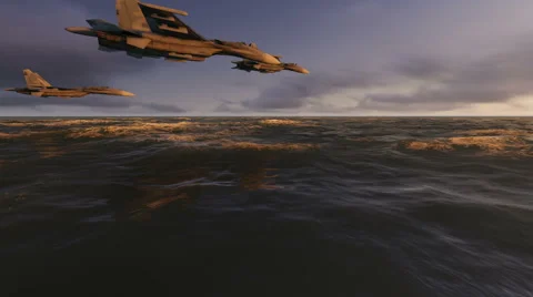 Fighter jet over the sea 스톡 동영상 52854671