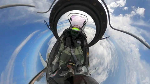 Fighter Jet Pilot Cockpit Tiny Planet Effect - Real Footage Not AI Generated Stock Footage 315565374