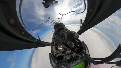 Fighter Jet Pilot Cockpit View Above the Clouds - Real Footage Not AI Genera Stock Footage 315565350