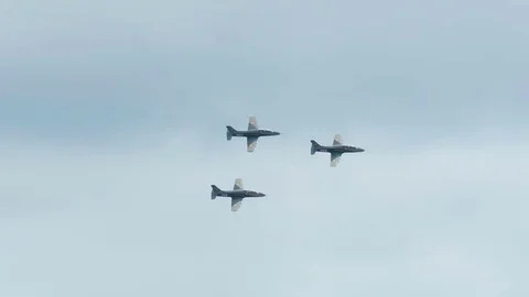 Fighter jet planes flight formation Video stock 75699531