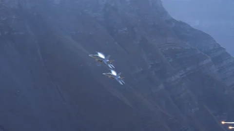 Fighter jet planes release flare countermeasures against infrared-guided missile Stock Footage 223499456