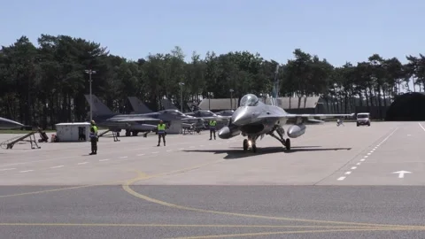Fighter jet preparing to take off Stock Footage 133649116