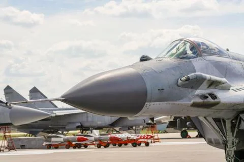 A fighter jet on takeoff Stock Photos