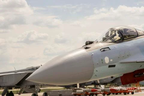A fighter jet on takeoff Stock Photos