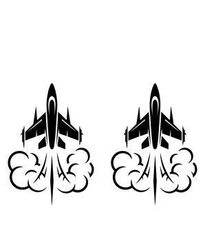 Fighter Jet Takeoff Vector Military Aircraft Launch with Smoke Icon Stock Illustration