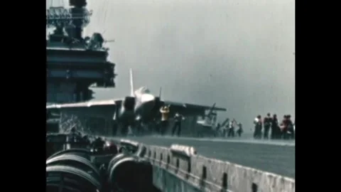 Fighter Jet Taking Off From Aircraft Carrier Vídeos de archivo 342286406