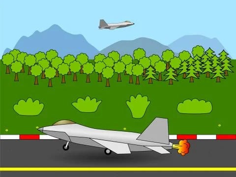 Fighter jet taking off Stock Illustration