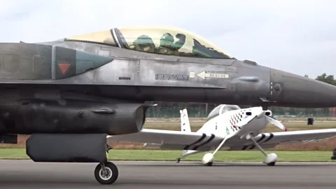 Fighter Jet Taxiing With Pilot Waving To... | Stock Video | Pond5