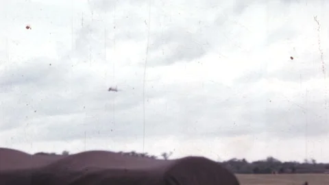 Fighter jet of USAF in flight in an original 1950s video digitalized in 4k Stock Footage 169141392