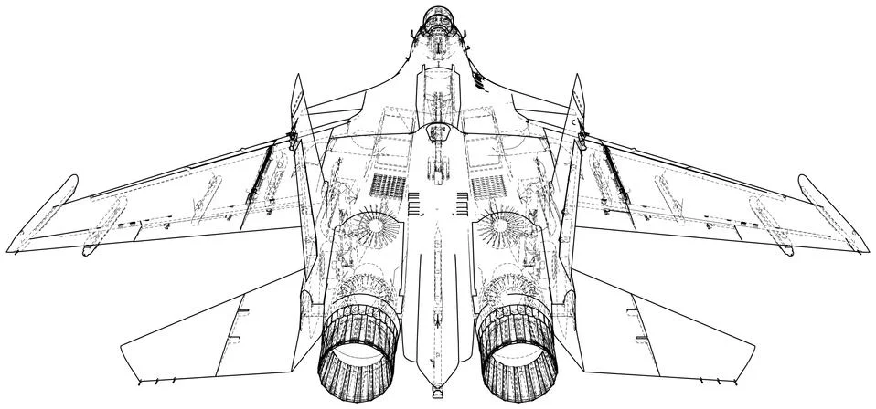 Fighter jet. Vector wireframe concept. Created illustration of 3d Illustrazione stock
