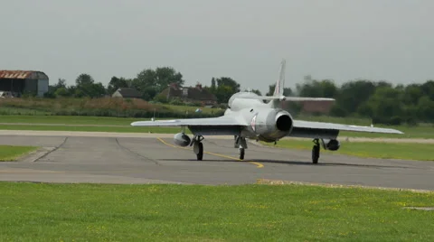 Fighter jet waiting on runway Stock Footage 41374018