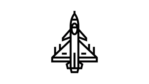 Fighter jet weapon war line icon animation Stock Footage 326134675