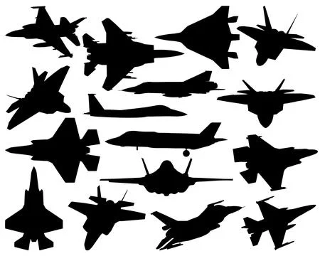 FIGHTER JETS SILHOUETTE VECTOR ART Stock Illustration