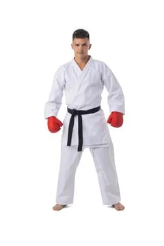 Fighter in karate kimono Stock Photos