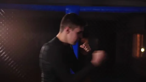 Fighter kickboxing training Stock Footage 71422779