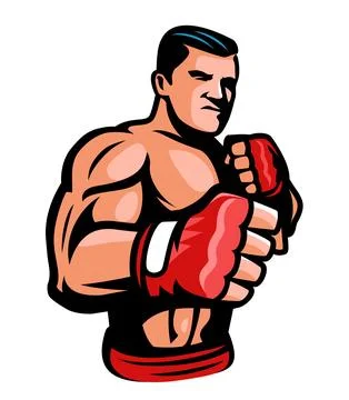 Fighter mixed martial arts logo. MMA glove punch emblem. Sports mascot vector Stock Illustration
