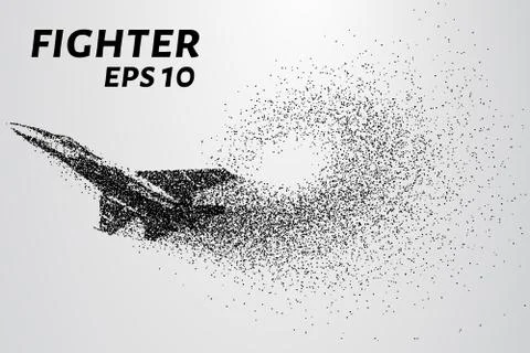 Fighter of the particles. The plane is the curve composed of circles. Stock Illustration