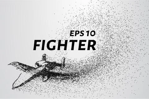 Fighter of the particles. The plane is the curve composed of circles. Stock Illustration