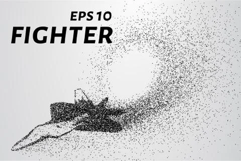 Fighter of the particles. The plane is the curve composed of circles. Stock Illustration