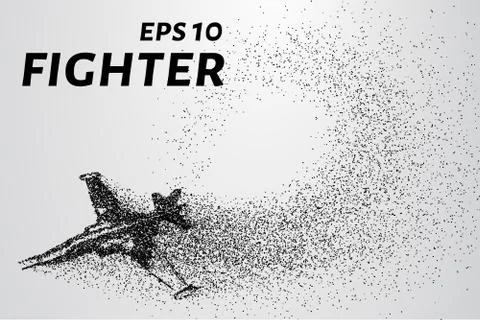 Fighter of the particles. The plane is the curve composed of circles. Stock Illustration