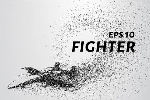 Fighter of the particles. The plane is the curve composed of circles. Stock Illustration