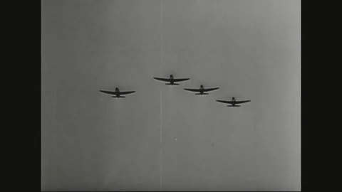 Fighter patrols flying over different countries in search of the enemy - 1945 Stock Footage 83830414