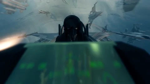 Fighter pilot cockpit view during flying 4k Stock Footage 148036626