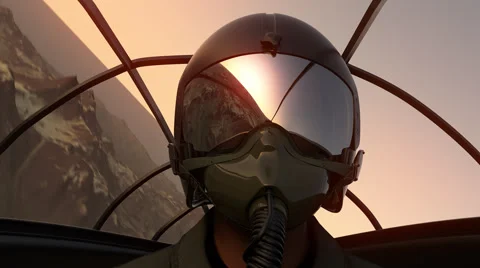 Fighter Pilot In Flight. Military Airplane War Army Stock Footage 39983111