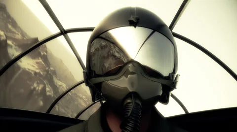 Fighter Pilot In Flight. Military Airplane War Army Stock Footage 39983113
